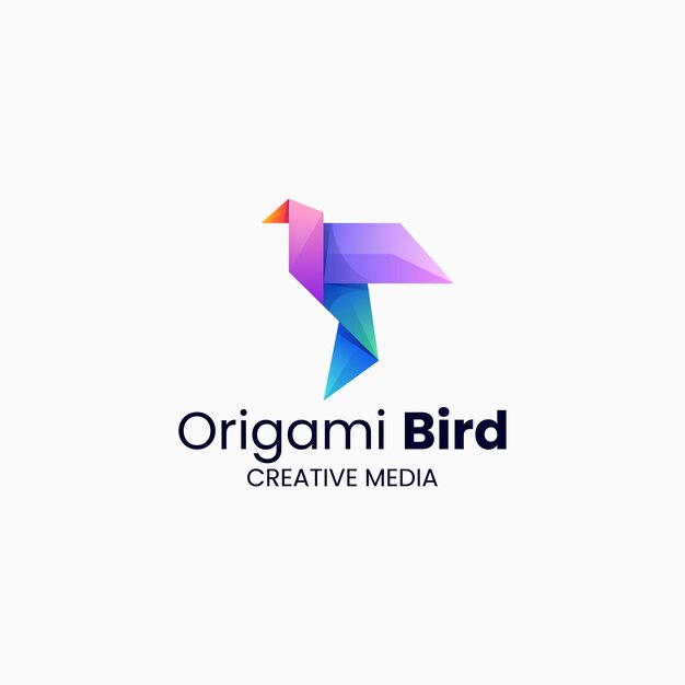 Vector Logo Ilustración Origami Pájaro Estilo Colorido Degradado