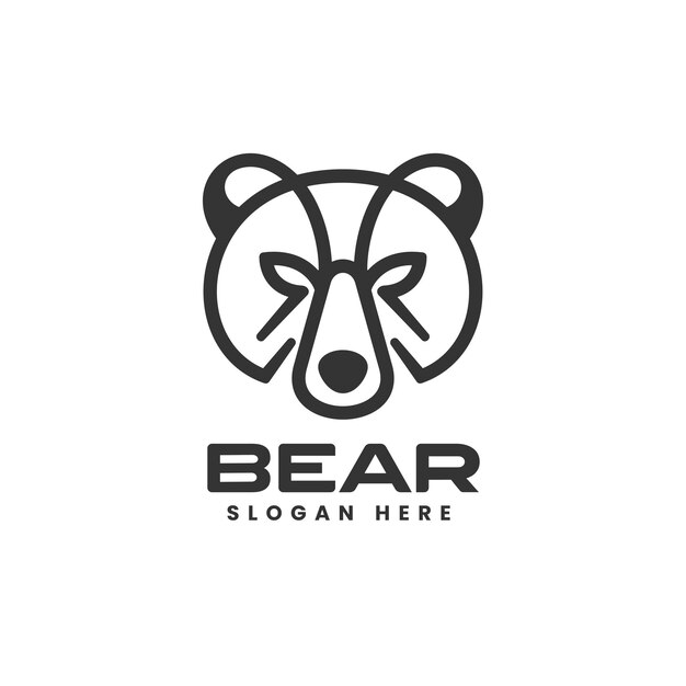 Vector Logo Ilustración Oso Estilo Arte Línea