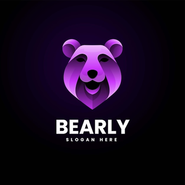 Vector Logo Ilustración Oso Estilo Colorido Degradado