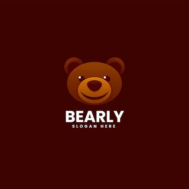 Vector Logo Ilustración Oso Estilo Colorido Degradado