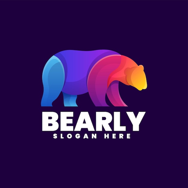 Vector Logo Ilustración Oso Estilo Colorido Degradado