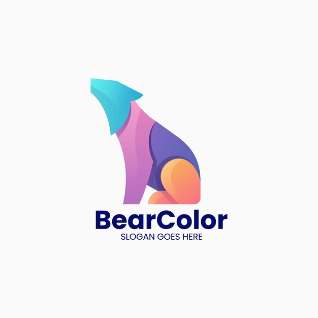 Vector Logo Ilustración Oso Estilo Colorido Degradado