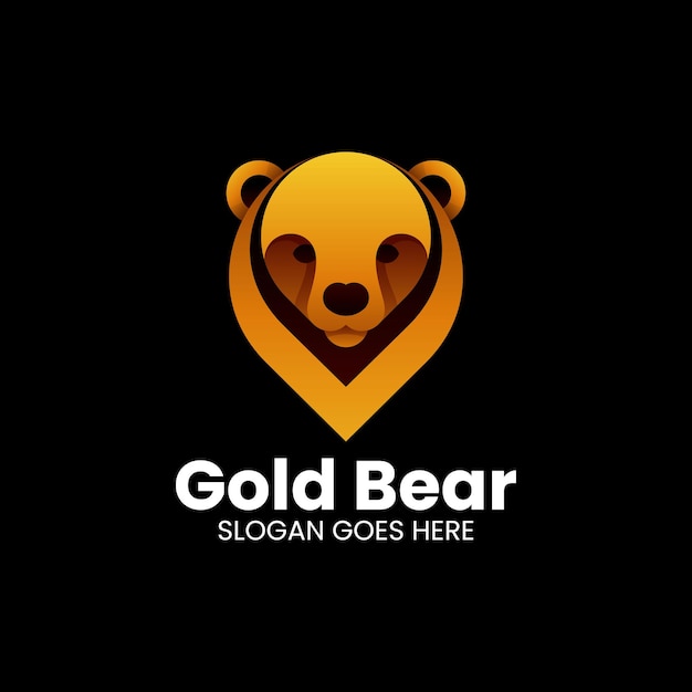 Vector Logo Ilustración Oso Oro Gradiente Estilo Colorido