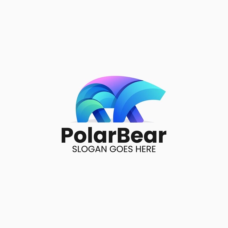 Vector Logo Ilustración Oso Polar Estilo Colorido Degradado