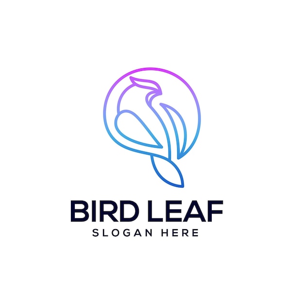 Vector Logo Ilustración Pájaro Hoja Estilo Colorido Degradado