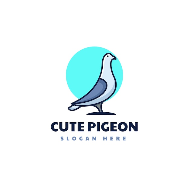 Vector Logo Ilustración Paloma Estilo Mascota Simple