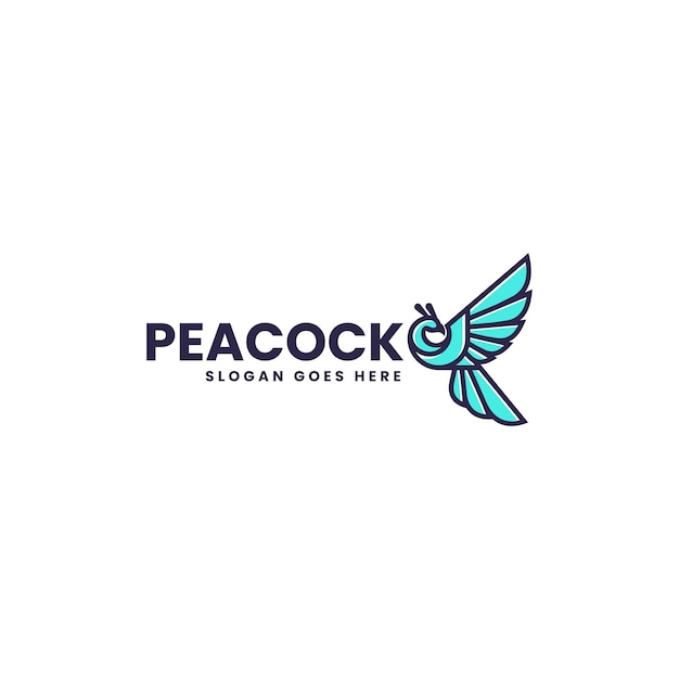 Vector Logo Ilustración Pavo Real Estilo Mascota Simple