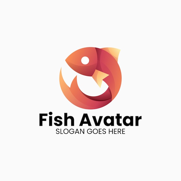 Vector Logo Ilustración Peces Avatar Estilo Colorido Degradado