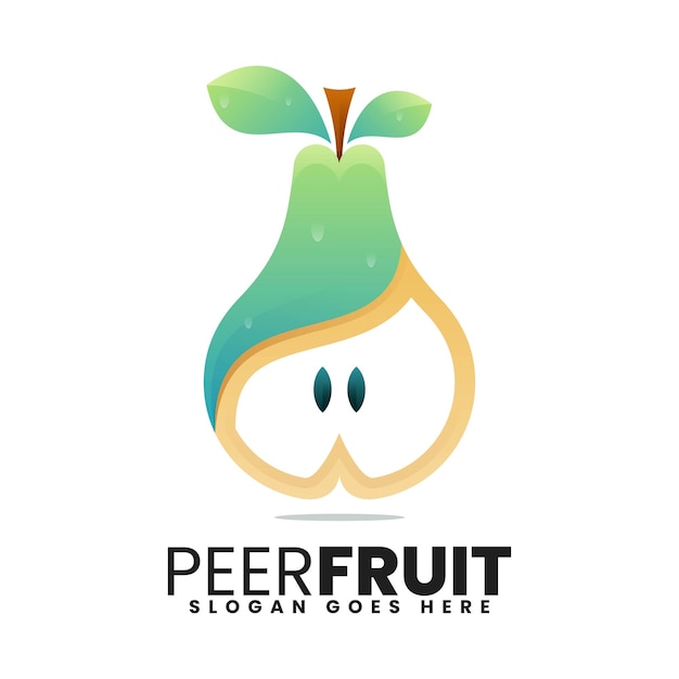 Vector logo ilustración peer fruta gradiente estilo colorido