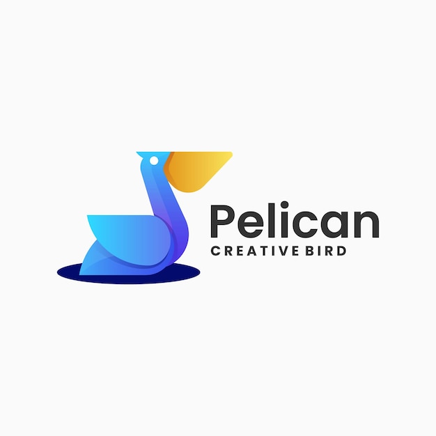 Vector Logo Ilustración Pelican Gradiente Estilo Colorido