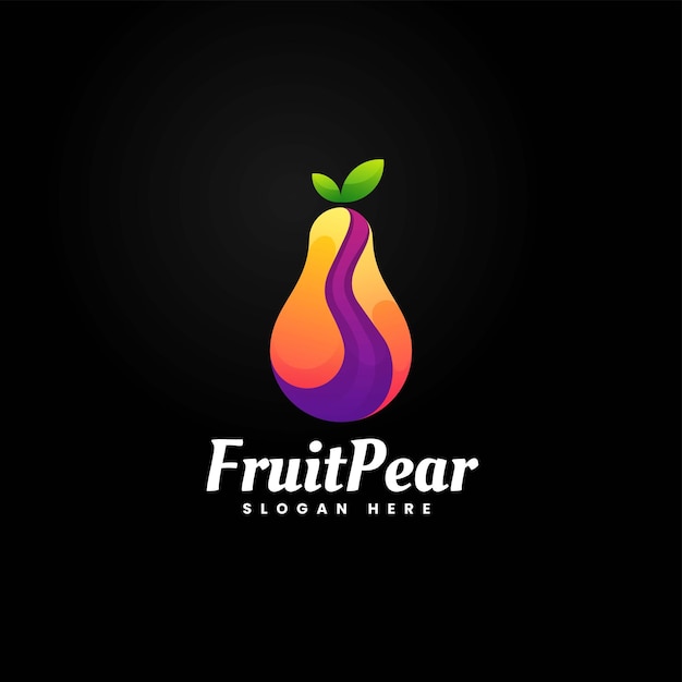 Vector Logo Ilustración Pera Fruta Gradiente Estilo Colorido