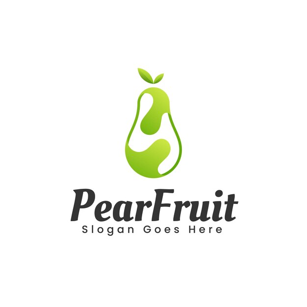 Vector Logo Ilustración Pera Fruta Gradiente Estilo Colorido