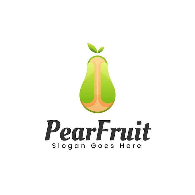 Vector Logo Ilustración Pera Fruta Gradiente Estilo Colorido