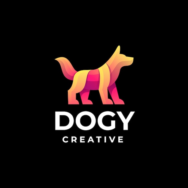 Vector Logo Ilustración Perro Estilo Colorido Degradado