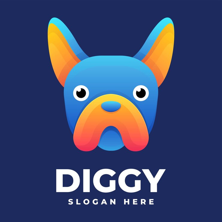 Vector vector logo ilustración perro gradiente estilo colorido