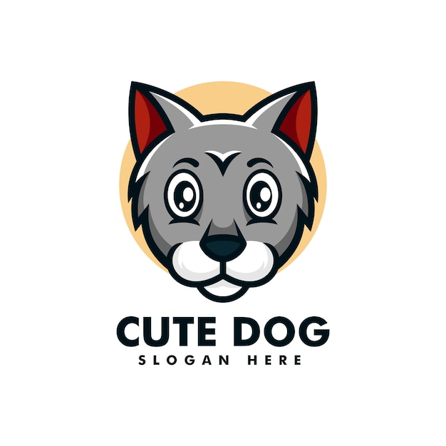 Vector Logo Ilustración Perro Lindo Estilo Mascota Simple