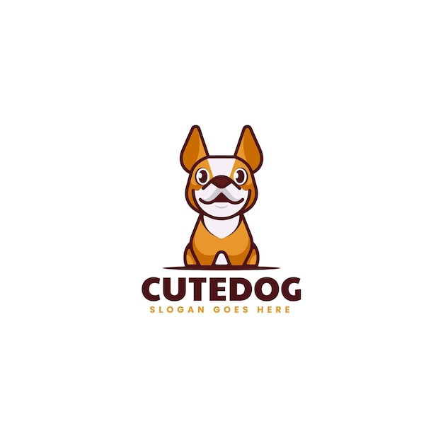 Vector Logo Ilustración Perro Lindo Estilo Mascota Simple