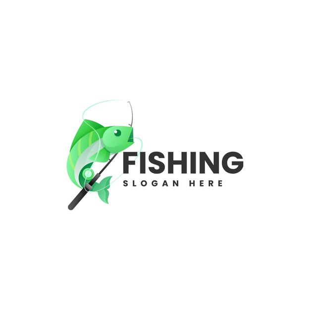 Vector Logo Ilustración Pesca Gradiente Logo Colorido