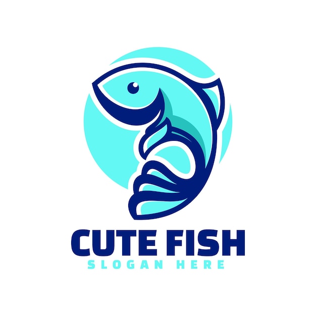 Vector Logo Ilustración Pescado Estilo Mascota Simple