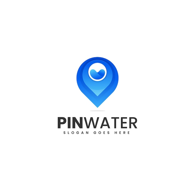 Vector Logo Ilustración Pin Agua Gradiente Estilo Colorido