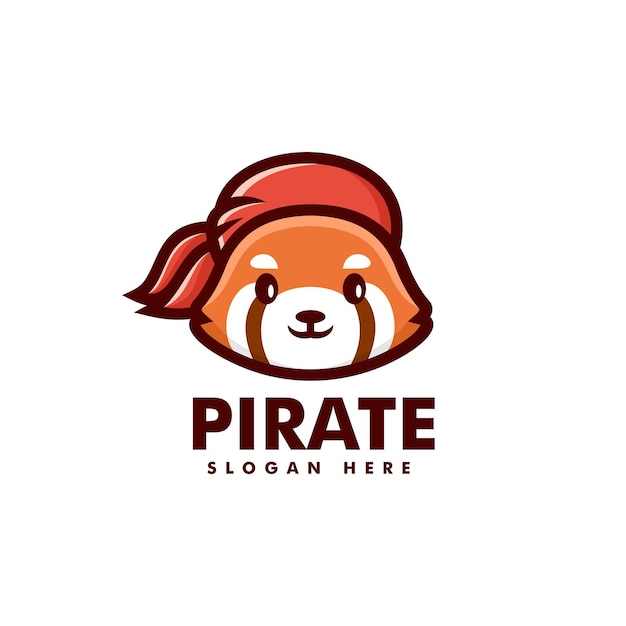 Vector Logo Ilustración Piratas Panda Rojo Mascota Estilo Dibujos Animados