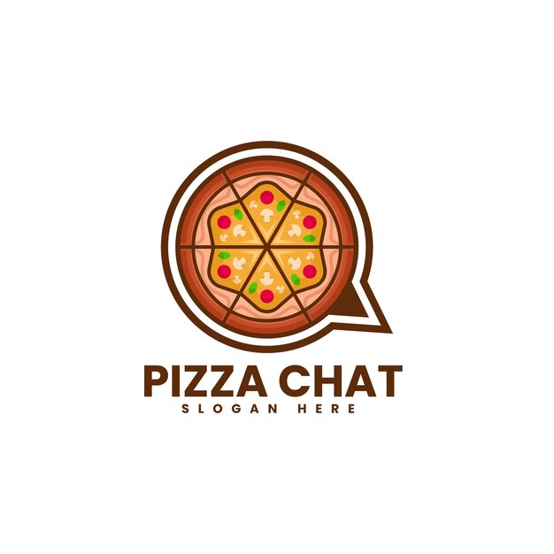 Vector Logo Ilustración Pizza Chat Estilo Mascota Simple