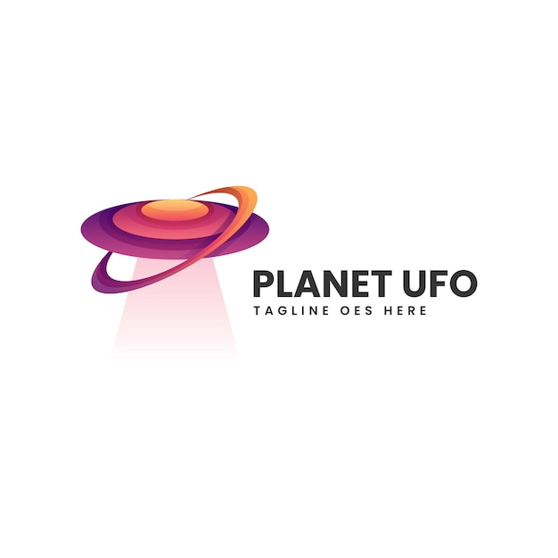 Vector Logo Ilustración Planeta OVNI Estilo Colorido Degradado