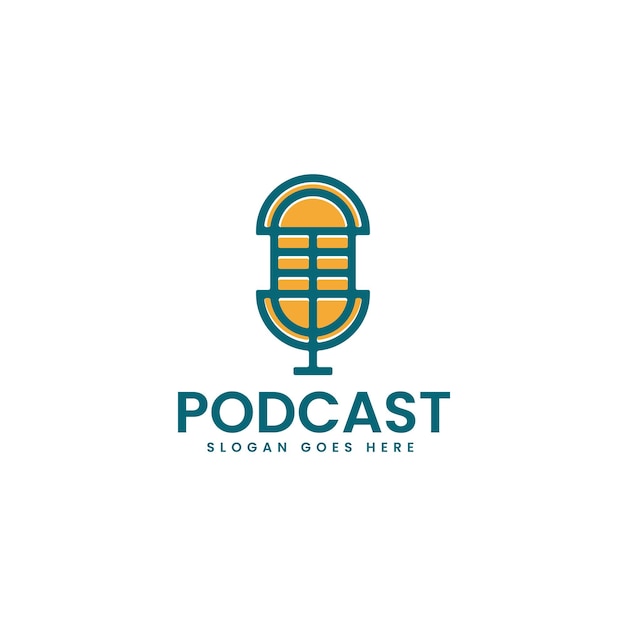 Vector Logo Ilustración Podcast Estilo Mascota Simple
