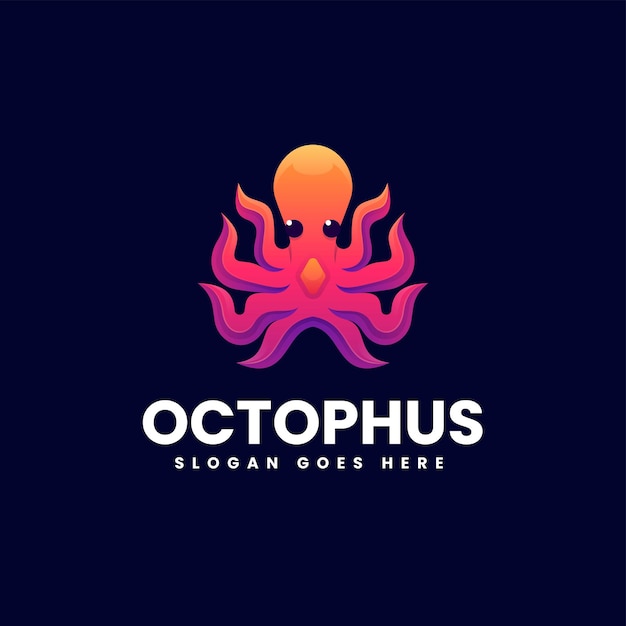 Vector Logo Ilustración Pulpo Estilo Colorido Degradado