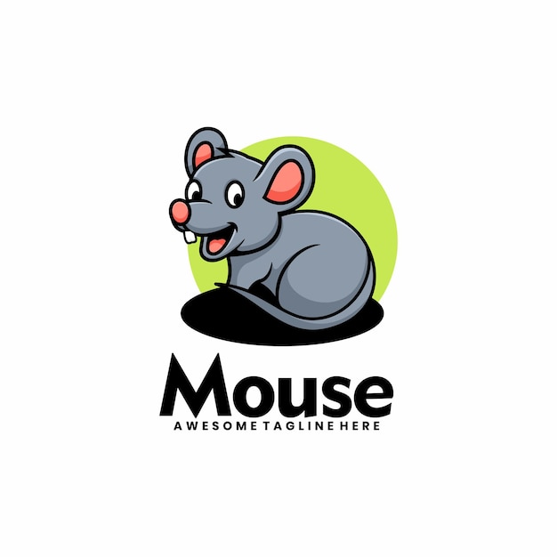Vector Logo Ilustración Ratón Mascota Estilo Dibujos Animados