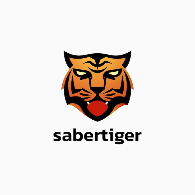 Vector logo ilustración sable tigre estilo colorido degradado