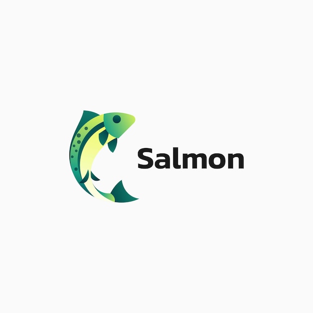 Vector Logo Ilustración Salmón Degradado Estilo Colorido