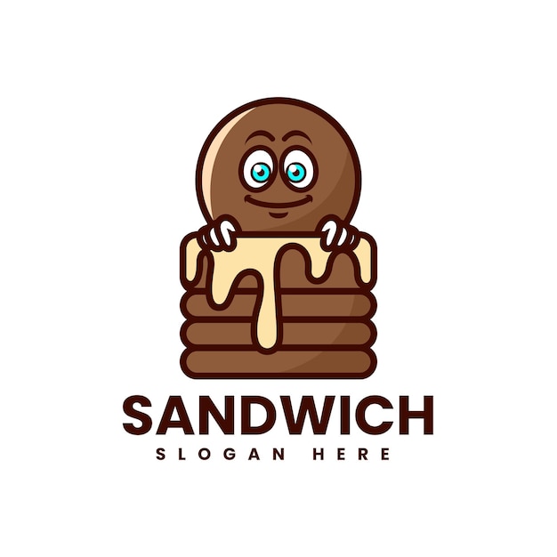 Vector Logo Ilustración Sandwich Mascota Estilo Dibujos Animados