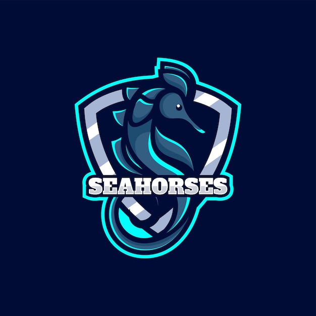 Vector logo ilustración seahorse e deporte y estilo deportivo