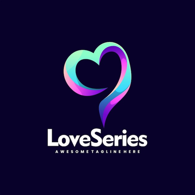 Vector Logo Ilustración Serie Amor Estilo Colorido Degradado