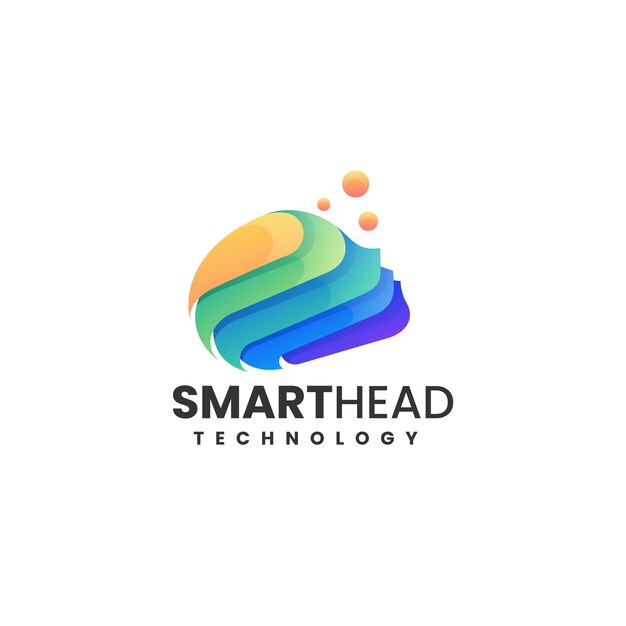 Vector Logo Ilustración Smart Head Degradado Estilo Colorido