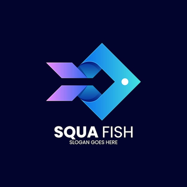 Vector Logo Ilustración Squa Fish Estilo Colorido Degradado