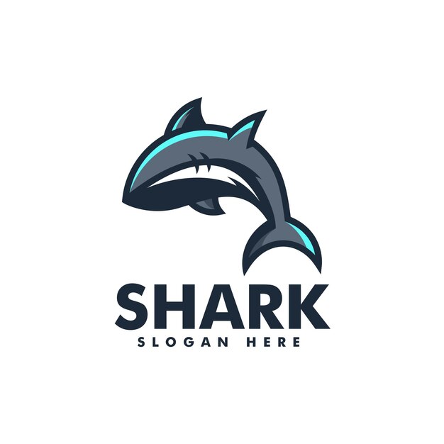 Vector Logo Ilustración Tiburón Estilo Colorido Degradado
