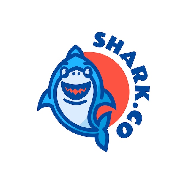 Vector Logo Ilustración Tiburón Mascota Estilo Dibujos Animados