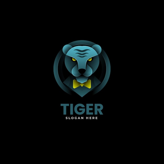 Vector Logo Ilustración Tigre Estilo Colorido Degradado
