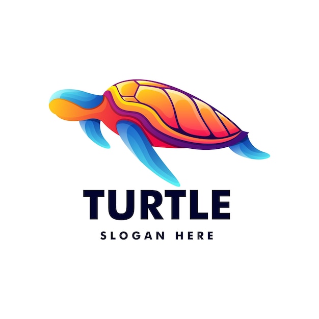 Vector logo ilustración tortuga estilo colorido degradado