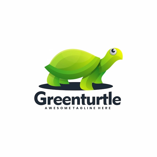 Vector Logo Ilustración Tortuga Verde Estilo Colorido Degradado