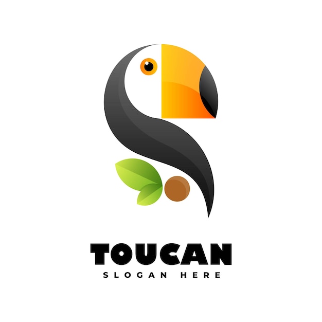 Vector logo ilustración toucan gradiente estilo colorido.