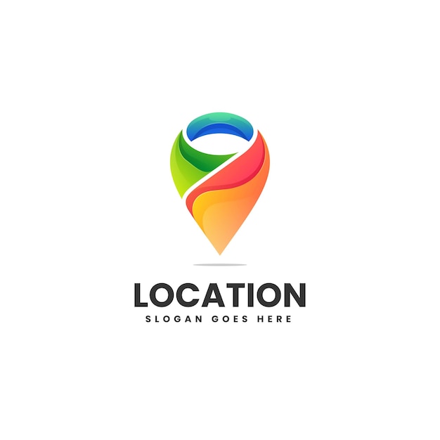 Vector Logo Ilustración Ubicación Estilo Colorido Degradado