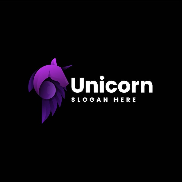 Vector Logo Ilustración Unicornio Estilo Colorido Degradado