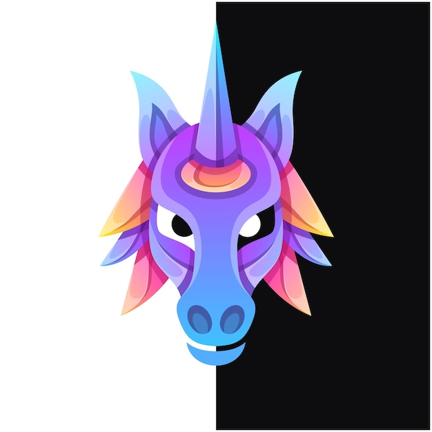 Vector logo ilustración unicornio estilo colorido degradado