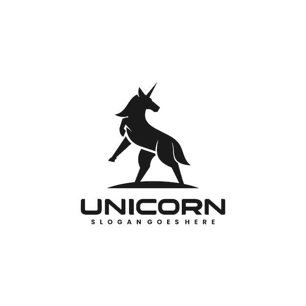 Vector logo ilustración unicornio estilo silueta