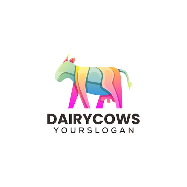 Vector logo ilustración vacas lecheras degradado estilo colorido