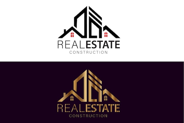 vector logo inmobiliario negro y dorado
