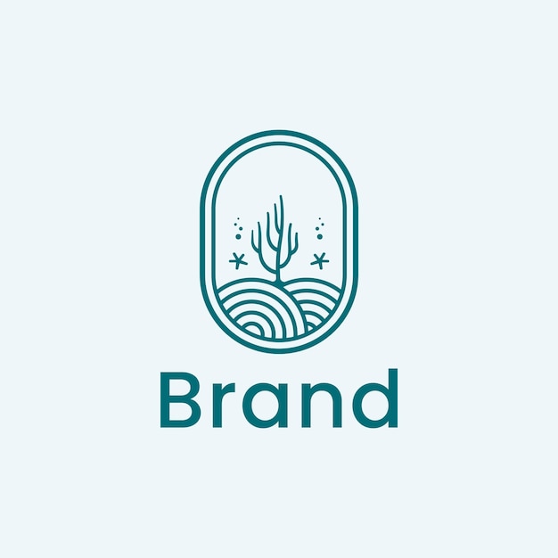 vector de logo de línea de arrecife de coral